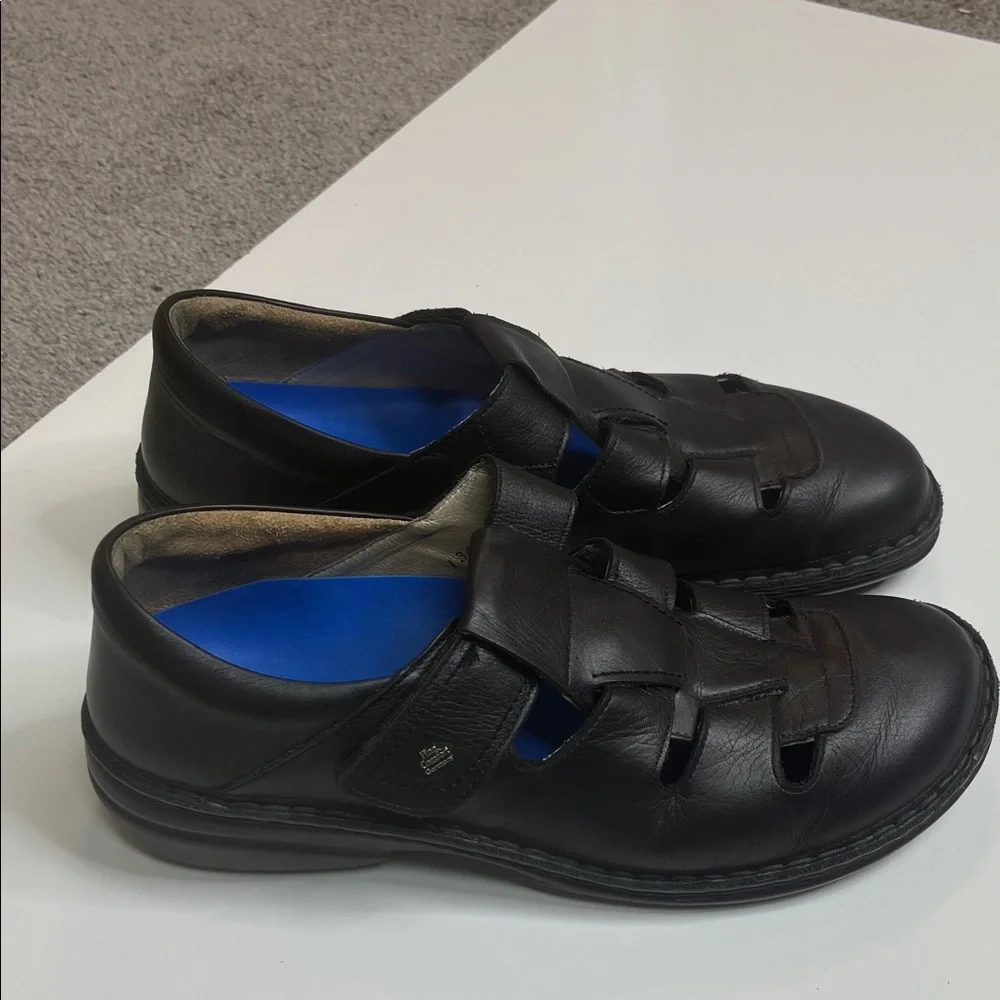 Black Fisherman Chunky Strappy Sandals Leather Size 9.5